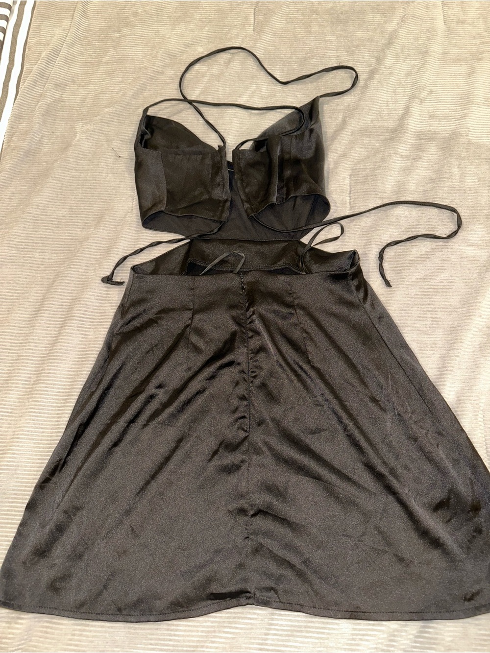 Black Satin one piece cute Dress